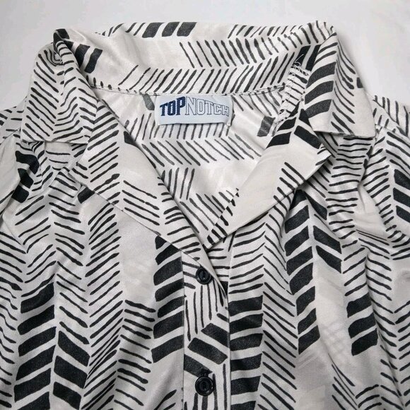 Top Notch Shirt Plus Size 24W Polyester Blouse White Black Geometric Vintage USA - Picture 8 of 15